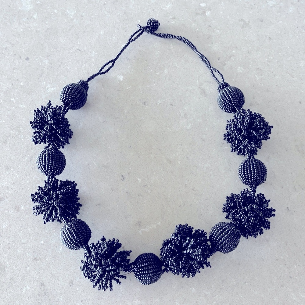 Black beaded statement necklace